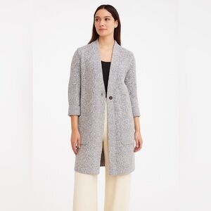 Roots Canada Long Knit Cardigan Sweater Jacket Cotton Blend Large salt peper